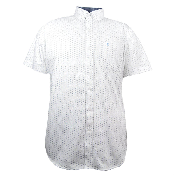 CAMISA MANGA CORTA BLANCA ESTAMPADA 100% ALGODON