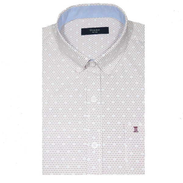 CAMISA MANGA CORTA BLANCA ESTAMPADA 100% ALGODON