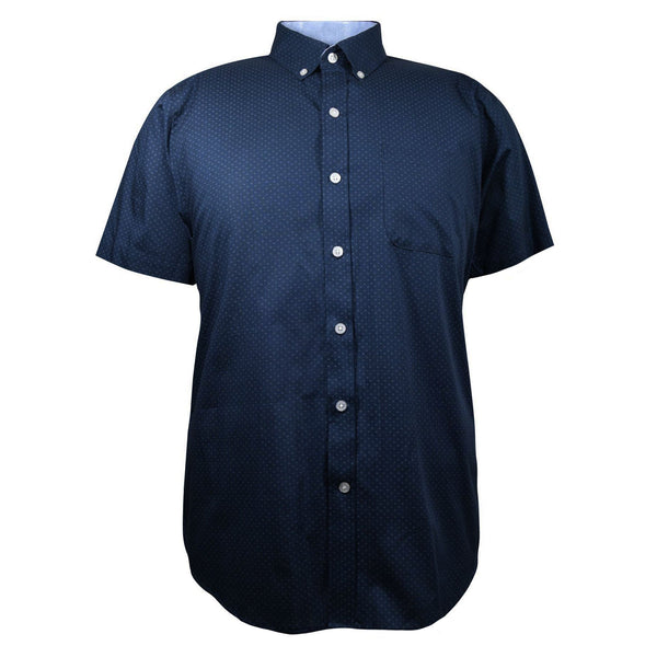 CAMISA  MANGA CORTA AZUL ESTAMPADA 100% ALGODON