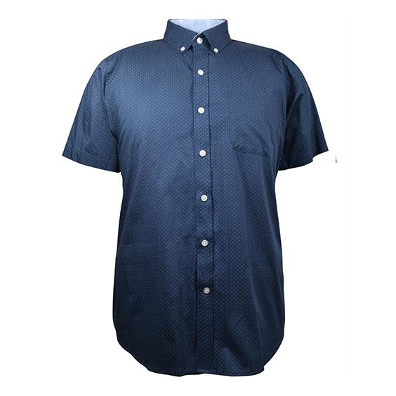 CAMISA MANGA CORTA AZUL ESTAMPADA 100% ALGODON