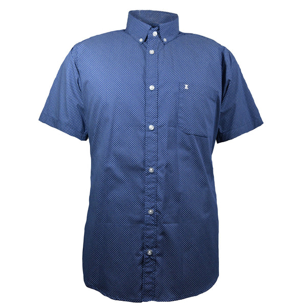 CAMISA  MANGA CORTA AZUL ESTAMPADA