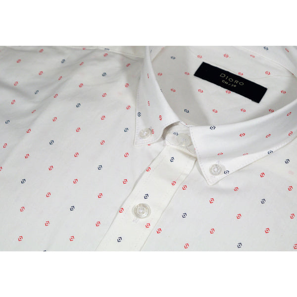 CAMISA  MANGA LARGA BLANCA ESTAMPADA 100% ALGODON