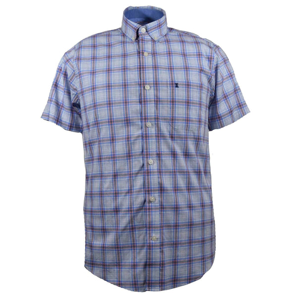 CAMISA  MANGA CORTA CUADROS AZULES 100% ALGODON