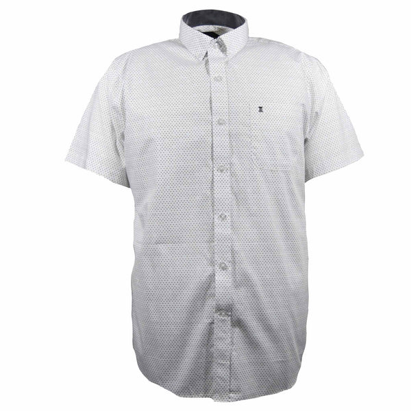 CAMISA  MANGA CORTA BLANCA ESTAMPADA 100% ALGODON