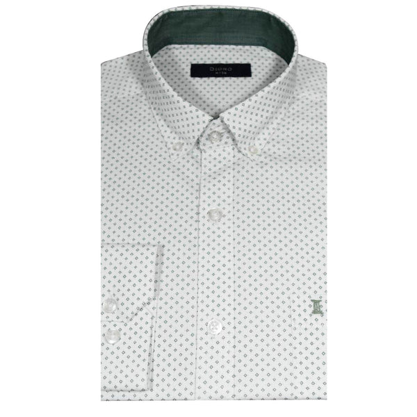 CAMISA  MANGA LARGA BLANCA ESTAMPADA 100% ALGODON