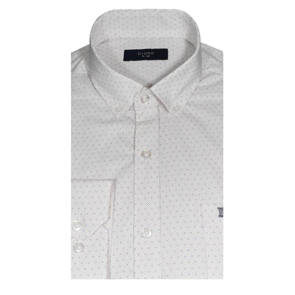 CAMISA  MANGA LARGA BLANCA ESTAMPADA 100% ALGODON