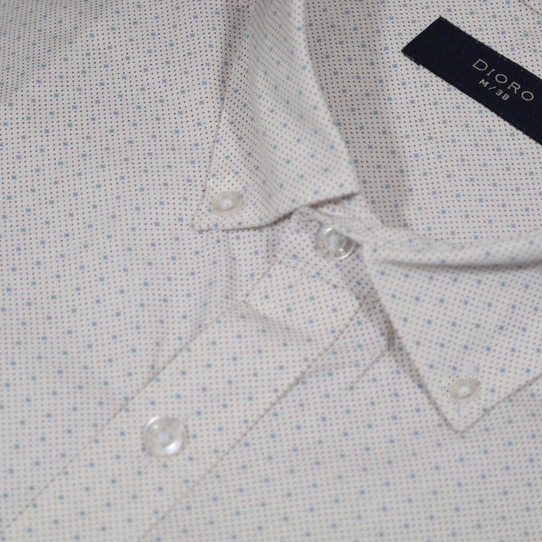 CAMISA  MANGA LARGA BLANCA ESTAMPADA 100% ALGODON