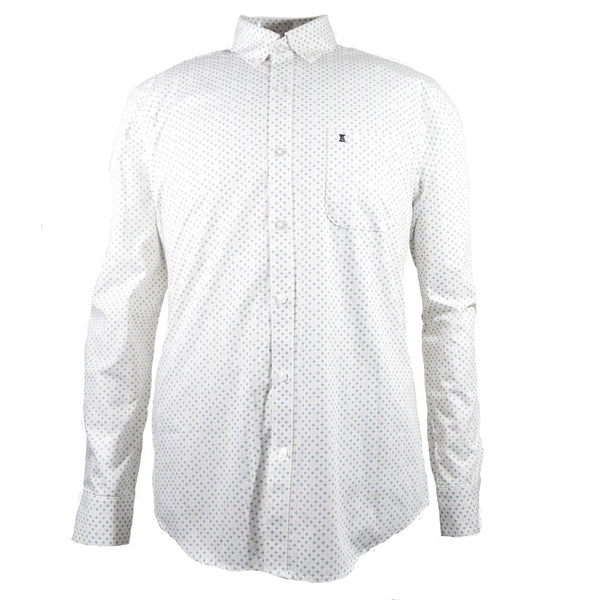 CAMISA  MANGA LARGA BLANCA ESTAMPADA 100% ALGODON