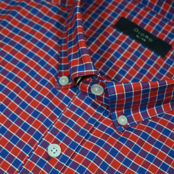 CAMISA  MANGA LARGA CUADROS ROJOS 100% ALGODON