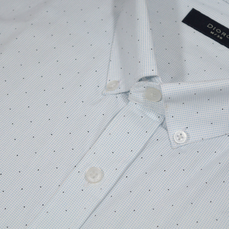 CAMISA  MANGA LARGA BLANCA ESTAMPADA 100% ALGODON