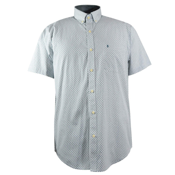 CAMISA  MANGA CORTA BLANCA ESTAMPADO 100% ALGODON