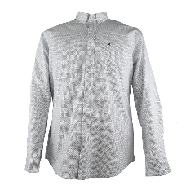 CAMISA  MANGA LARGA BLANCA ESTAMPADA 100% ALGODON