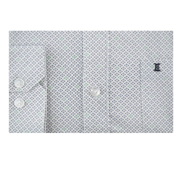 CAMISA  MANGA LARGA BLANCA ESTAMPADA 100% ALGODON