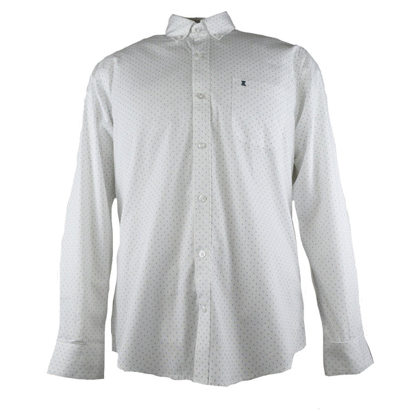 CAMISA  MANGA LARGA BLANCA ESTAMPADA 100% ALGODON