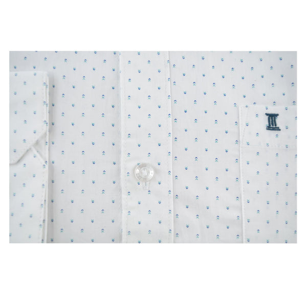 CAMISA  MANGA LARGA BLANCA ESTAMPADA 100% ALGODON