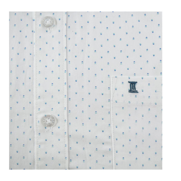 CAMISA  MANGA LARGA BLANCA ESTAMPADA 100% ALGODON