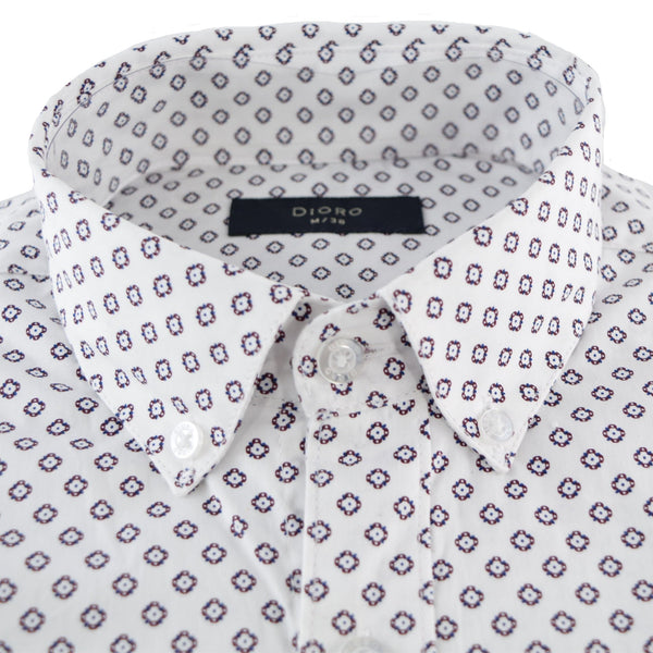 CAMISA  MANGA LARGA BLANCA ESTAMPADA 100% ALGODON