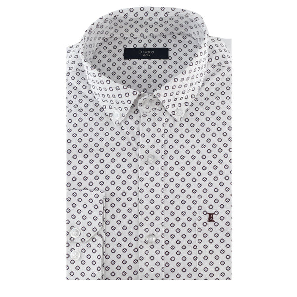 CAMISA  MANGA LARGA BLANCA ESTAMPADA 100% ALGODON