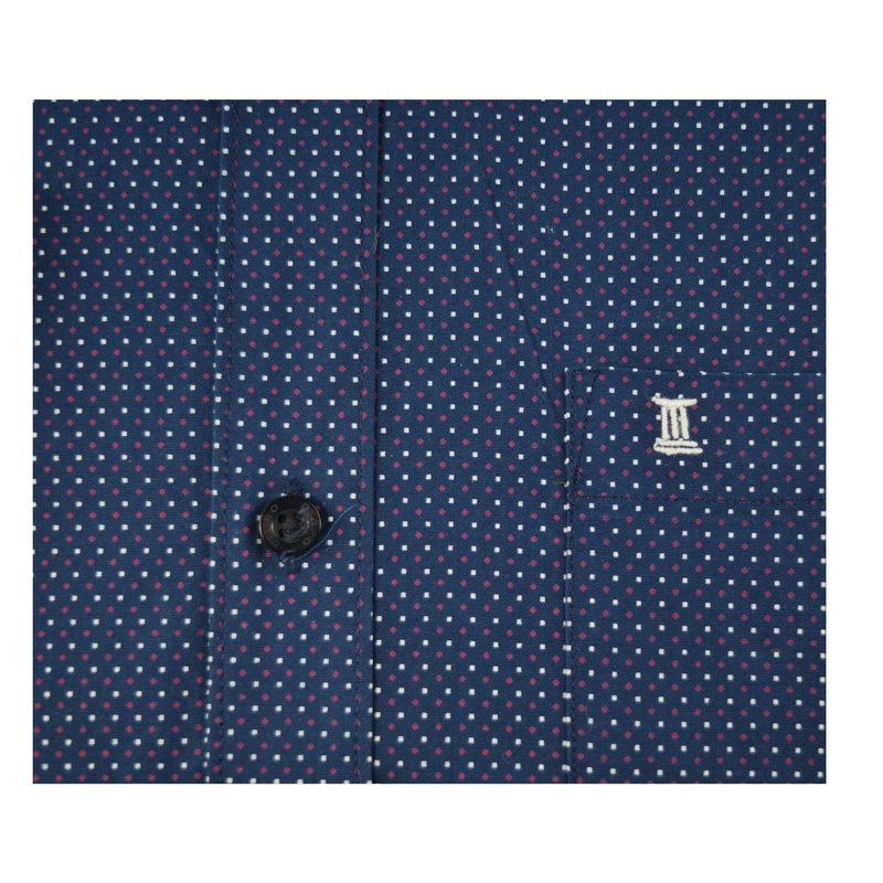 CAMISA  MANGA LARGA AZUL ESTAMPADA 100% ALGODON