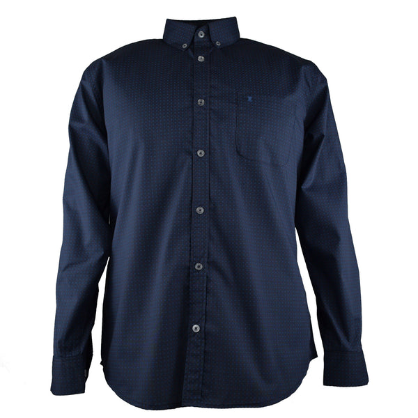 CAMISA  MANGA LARGA AZUL ESTAMPADA 100% ALGODON