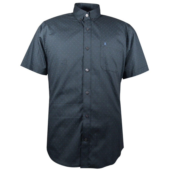 CAMISA  MANGA CORTA GRIS ESTAMPADO 100% ALGODON