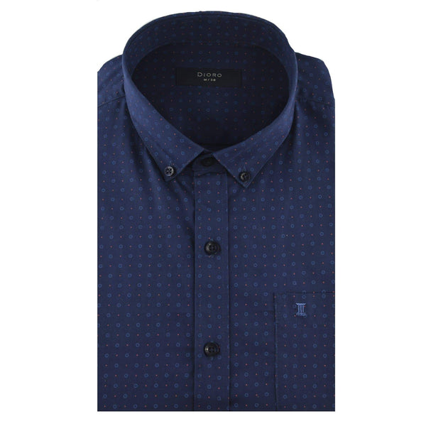 CAMISA  MANGA LARGA AZUL ESTAMPADA