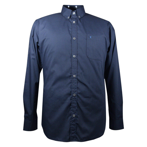 CAMISA  MANGA LARGA AZUL ESTAMPADA