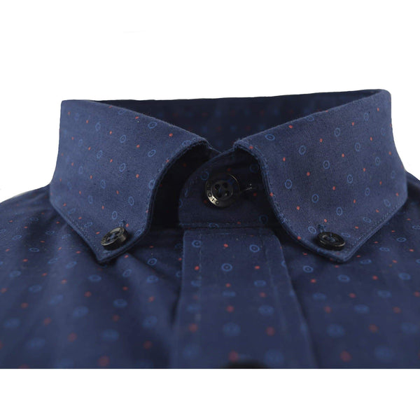 CAMISA  MANGA LARGA AZUL ESTAMPADA