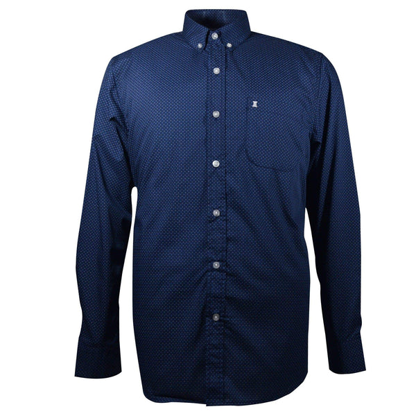 CAMISA  MANGA LARGA AZUL ESTAMPADA