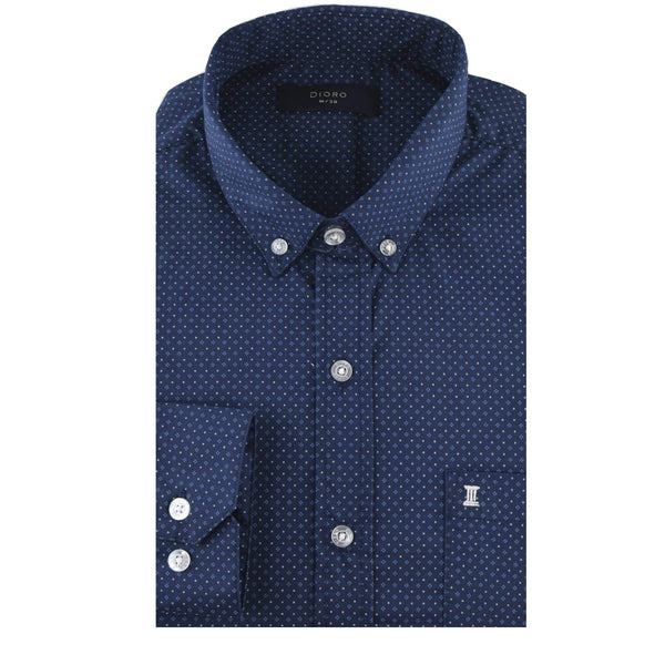 CAMISA  MANGA LARGA AZUL ESTAMPADA