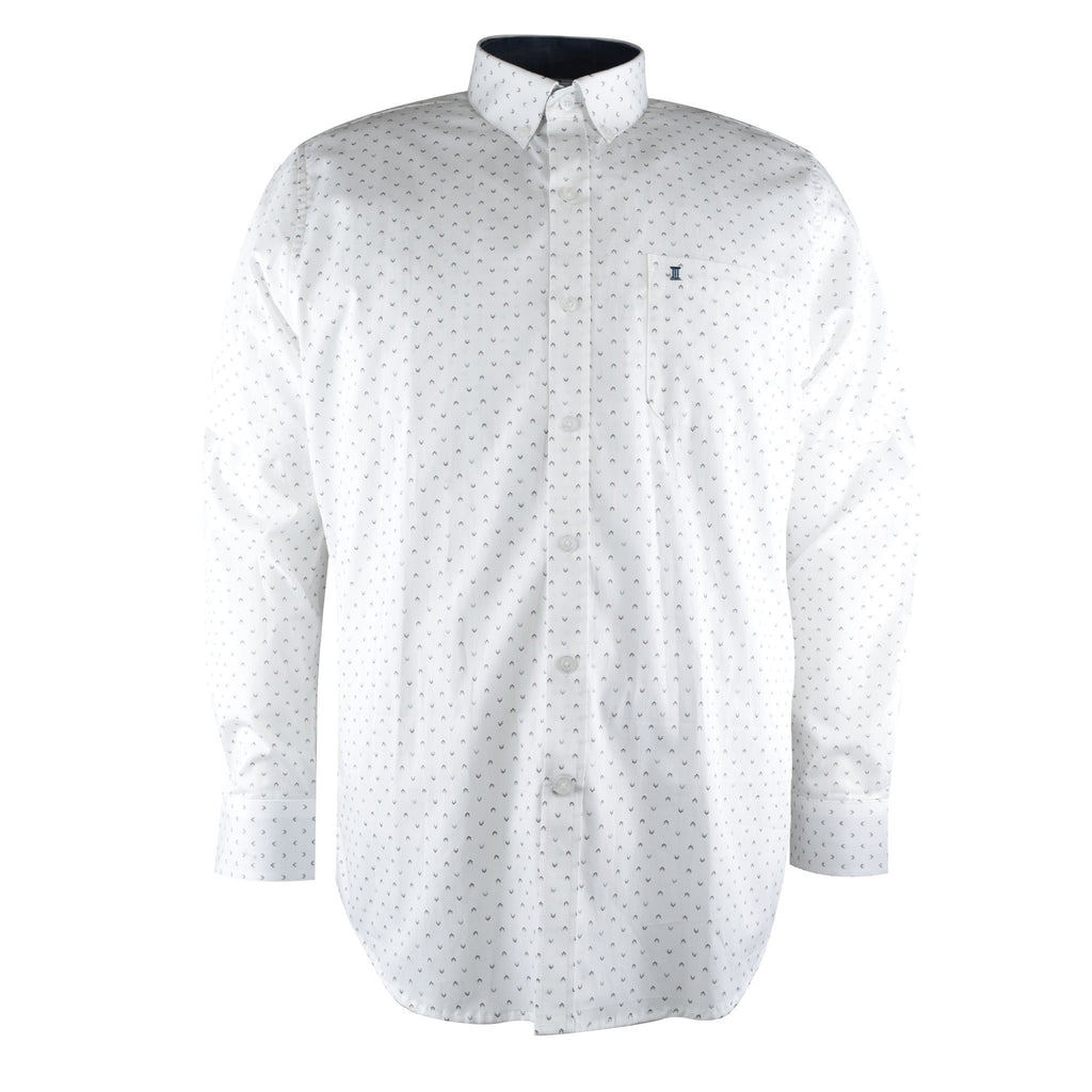 CAMISA MANGA LARGA BLANCA ESTAMPADA 100% ALGODON