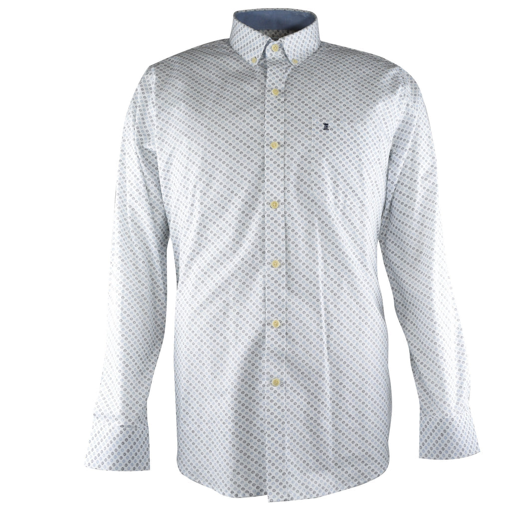 CAMISA  MANGA LARGA BLANCA CON ESTAMPADO 100% ALGODON