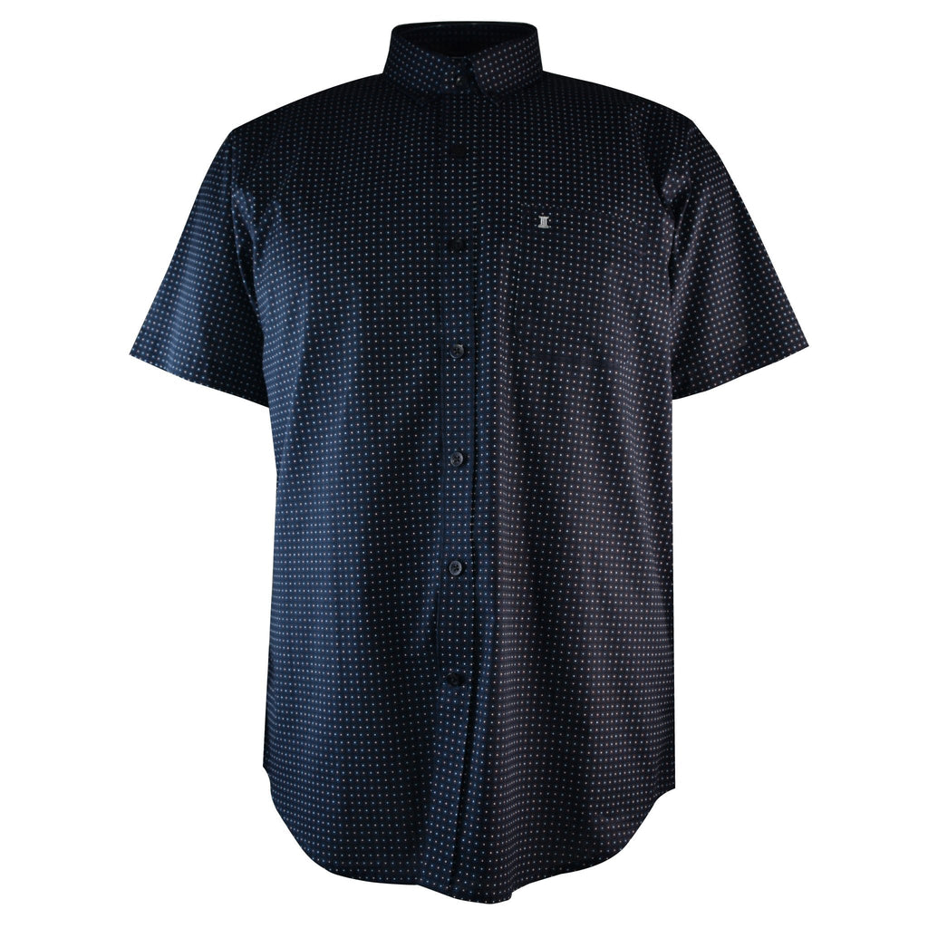 CAMISA MANGA CORTA AZUL ESTAMPADA 100% ALGODON