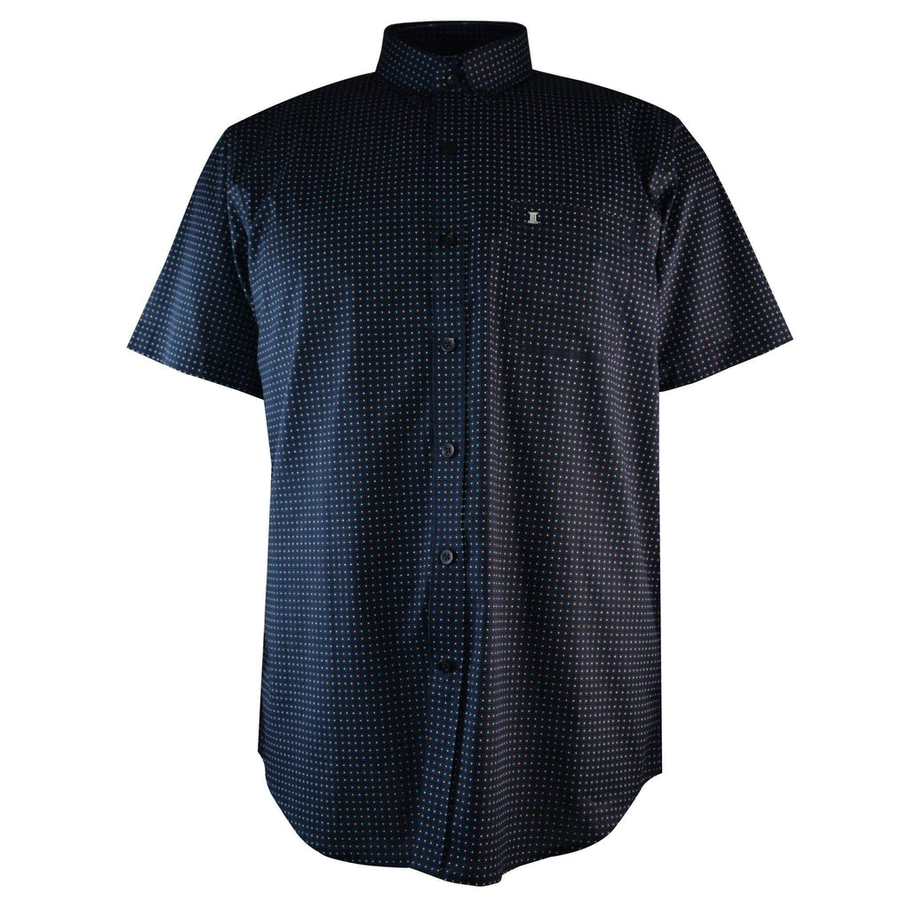 CAMISA  MANGA CORTA NEGRA ESTAMPADA 100% ALGODON