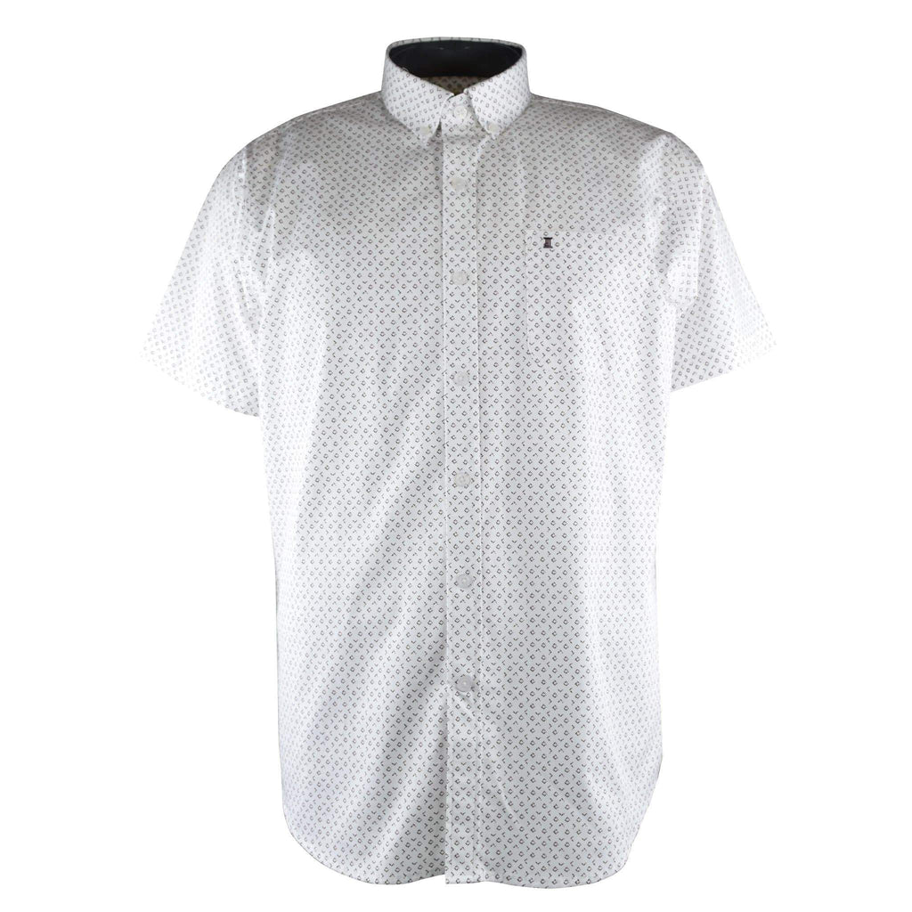 CAMISA  MANGA CORTA BLANCA ESTAMPADO 100% ALGODON