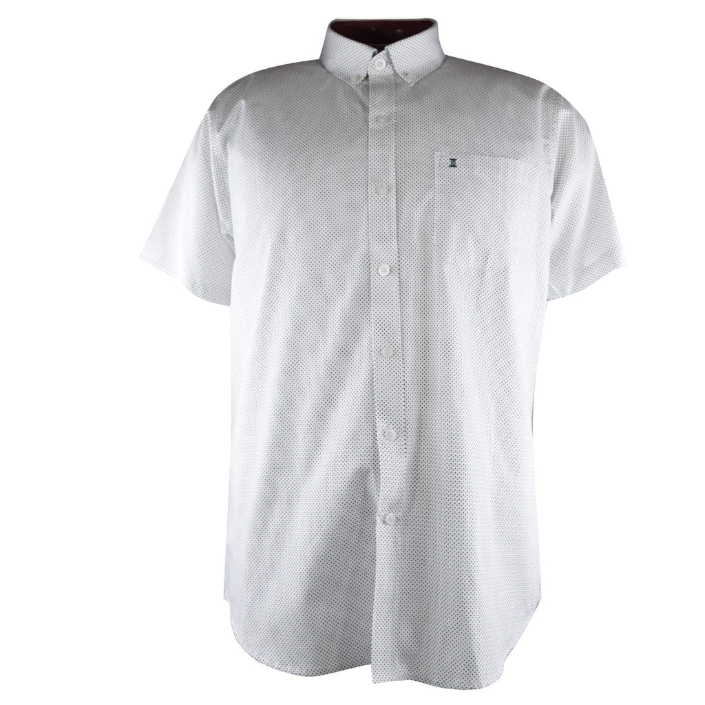 CAMISA  MANGA CORTA BLANCA ESTAMPADO 100% ALGODON