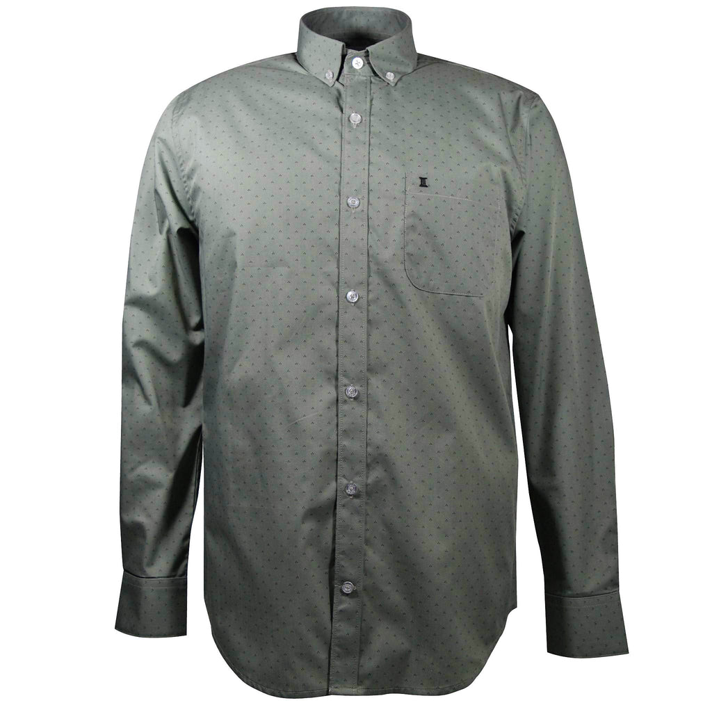 CAMISA  MANGA LARGA GRIS ESTAMPADA