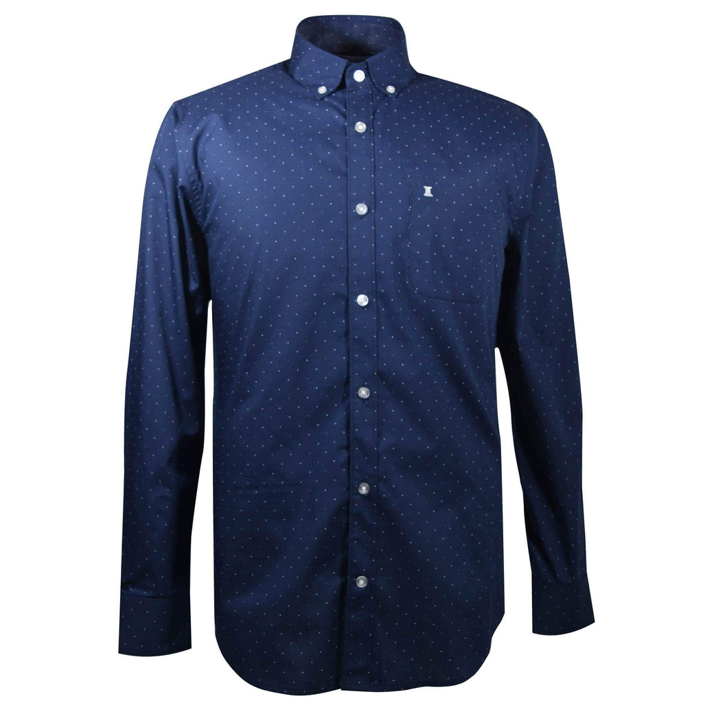 CAMISA  MANGA LARGA AZUL ESTAMPADA