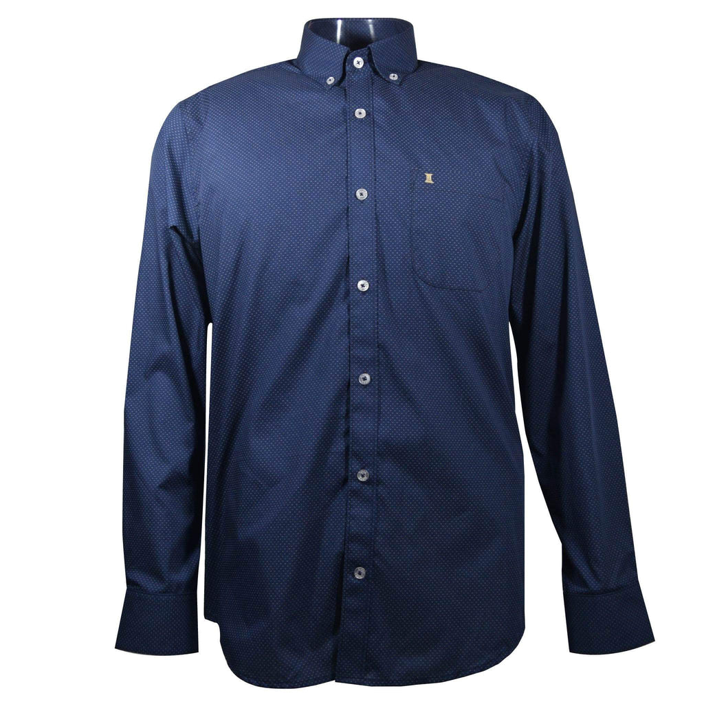 CAMISA  MANGA LARGA AZUL ESTAMPADA