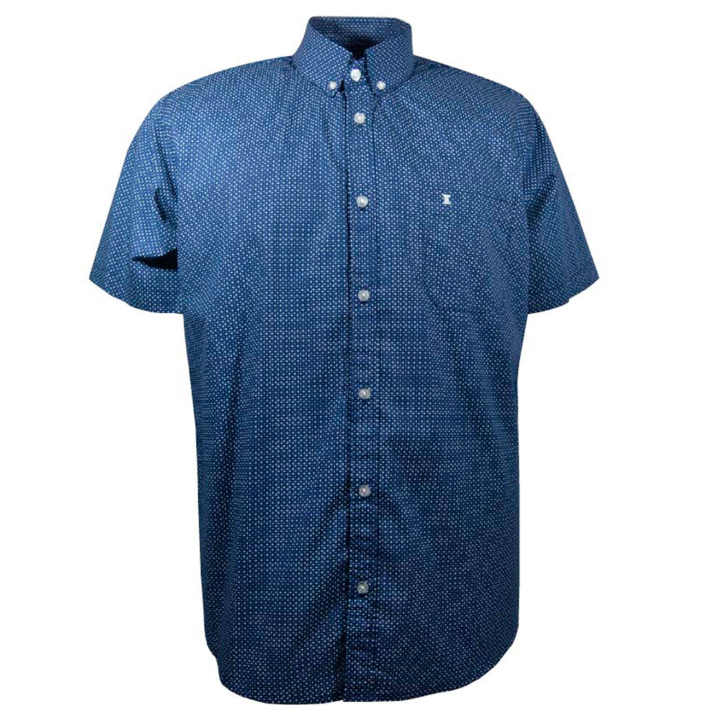 CAMISA  MANGA CORTA AZUL ESTAMPADA