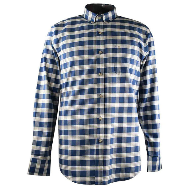 CAMISA  MANGA LARGA CUADROS AZULES 100% ALGODON