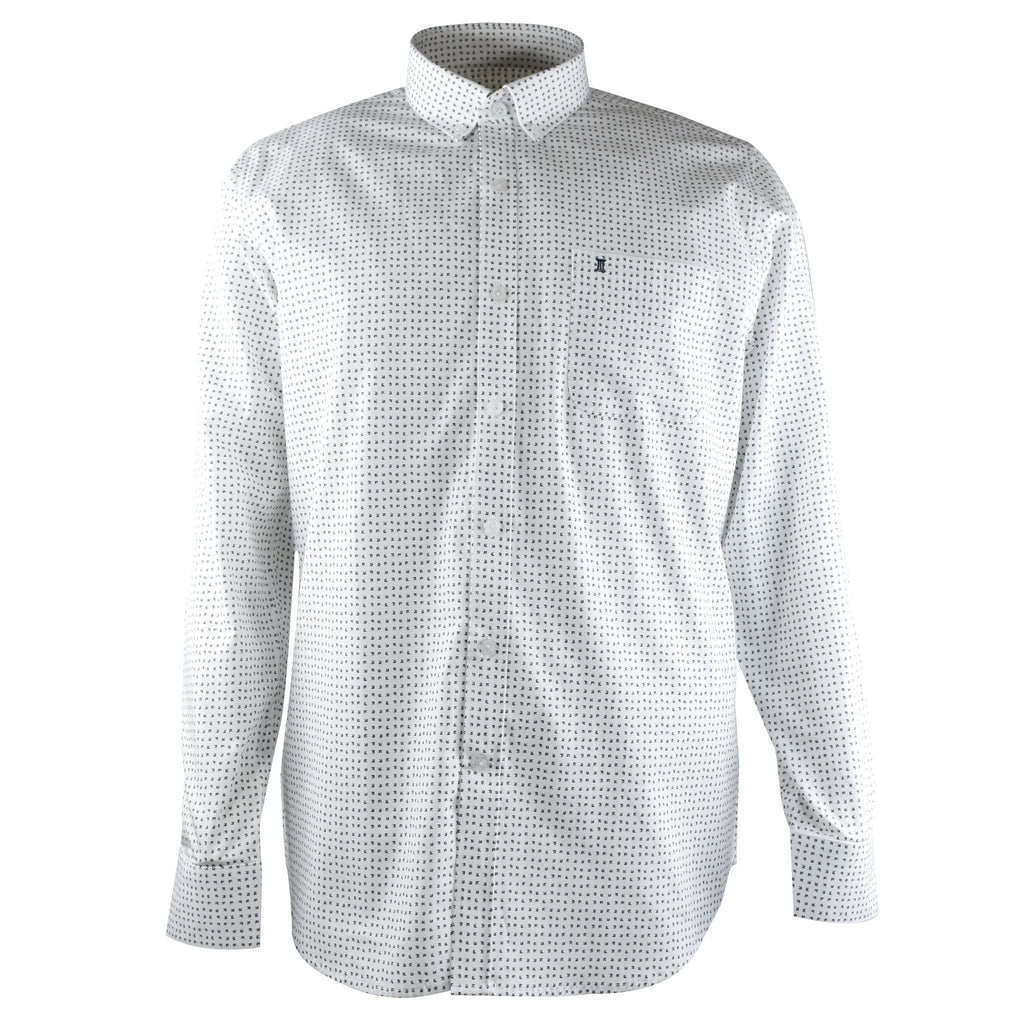 CAMISA  MANGA LARGA BLANCA CON ESTAMPADO 100% ALGODON