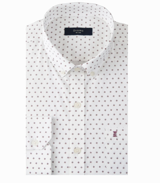 CAMISA  MANGA LARGA BLANCA CON ESTAMPADO 100% ALGODON