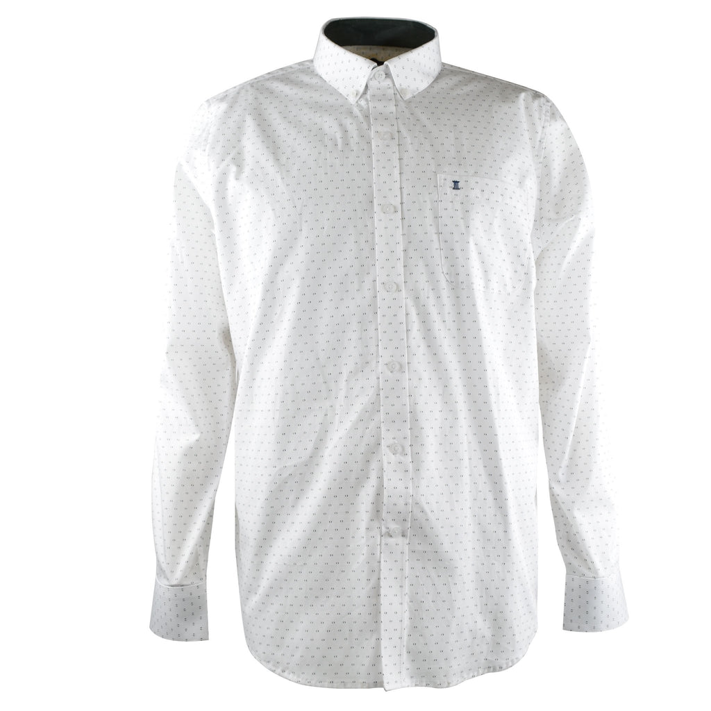 CAMISA  MANGA LARGA BLANCA CON ESTAMPADO 100% ALGODON