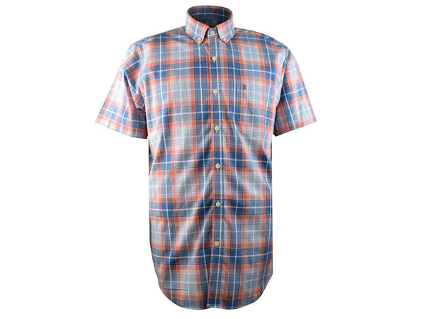 CAMISA  MANGA CORTA AZUL CUADROS 100% ALGODON