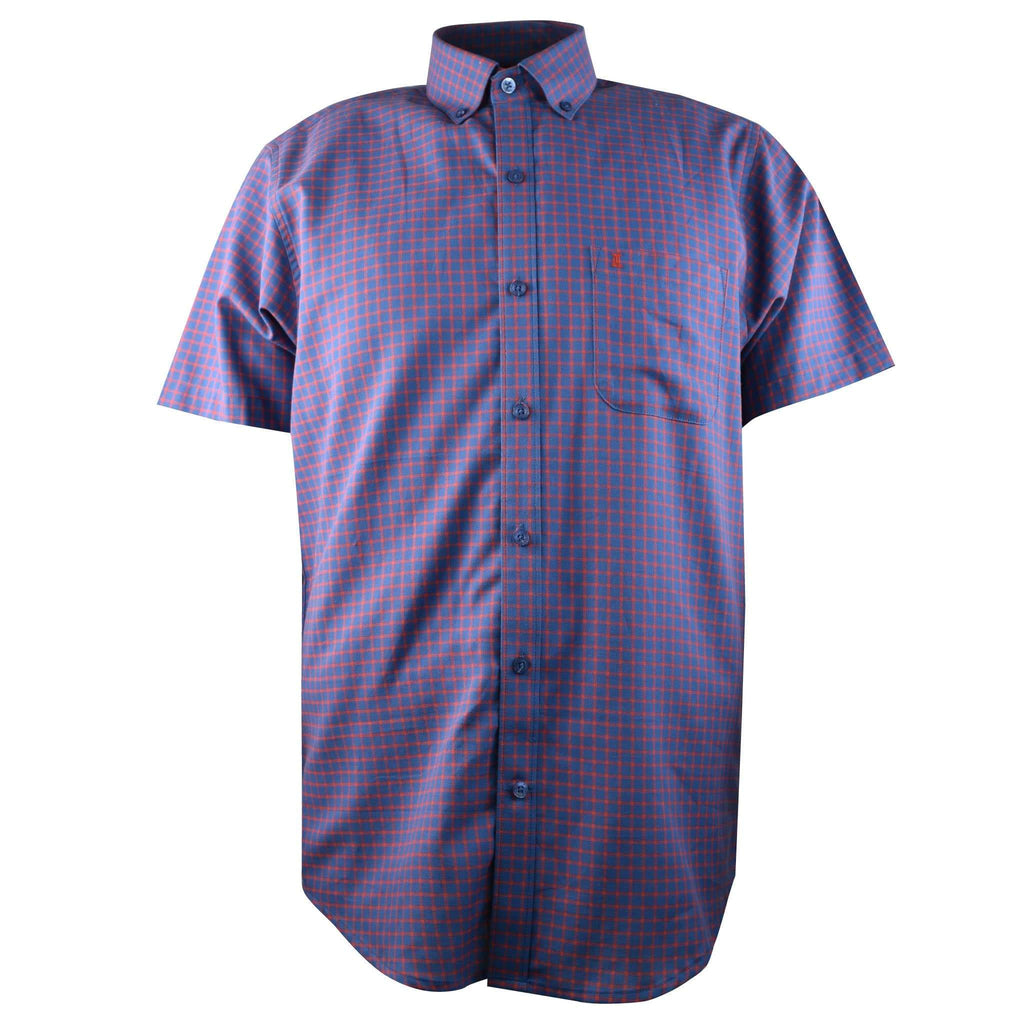 CAMISA  MANGA CORTA ROJO CUADROS 100% ALGODON