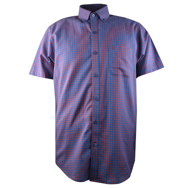 CAMISA  MANGA CORTA ROJO CUADROS 100% ALGODON