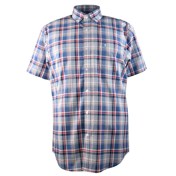 CAMISA  MANGA CORTA ROJO CUADROS 100% ALGODON