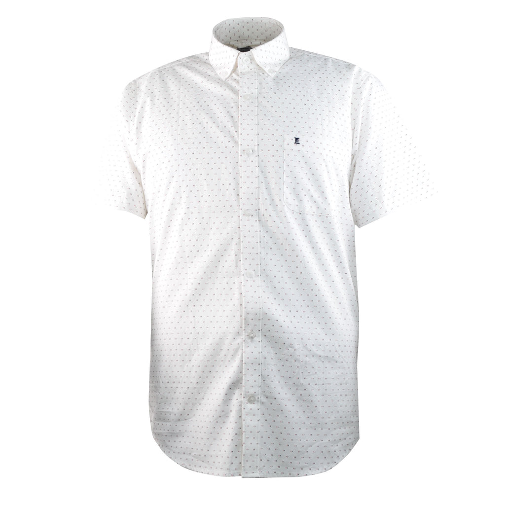 CAMISA  MANGA CORTA BLANCA ESTAMPADA 100% ALGODON