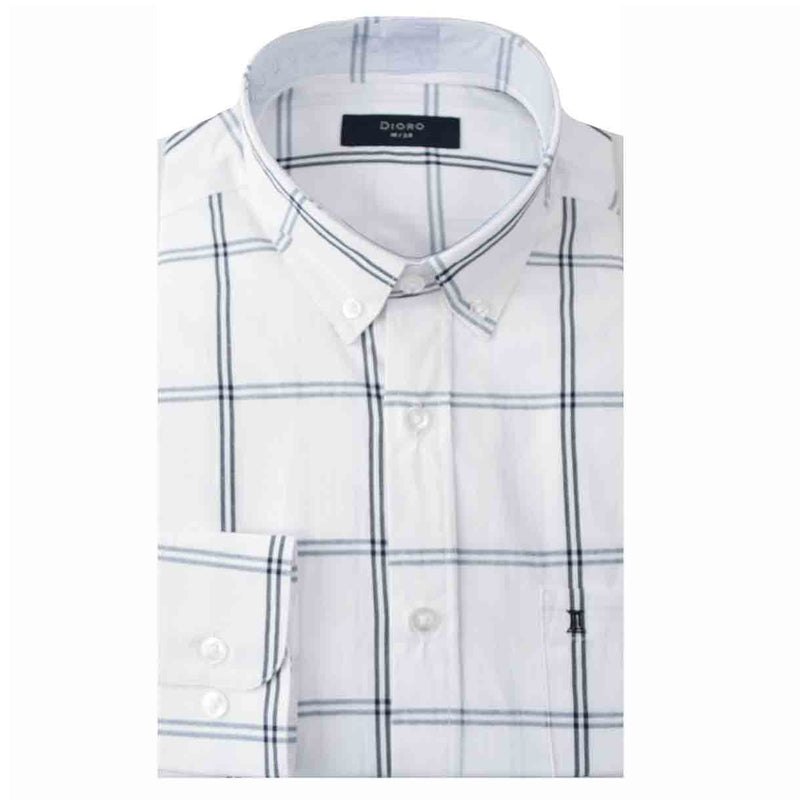 CAMISA  MANGA LARGA BLANCA CON CUADROS